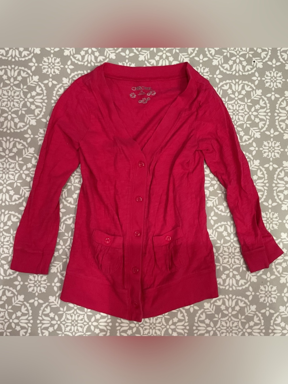 Cherokee Girls Hot Pink Cardigan Sweater Size XS Like New